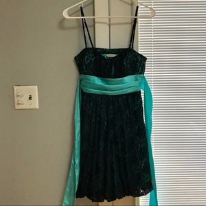 Teal and Black Lace Dress